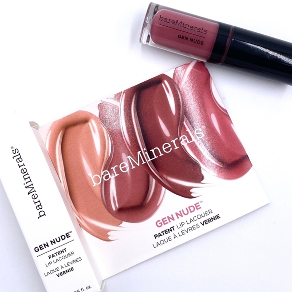 💙🌟🧚♀️POUT MINI BareMinerals Gen Nude Patent Lip Lacquer NWT - Picture 3 of 6